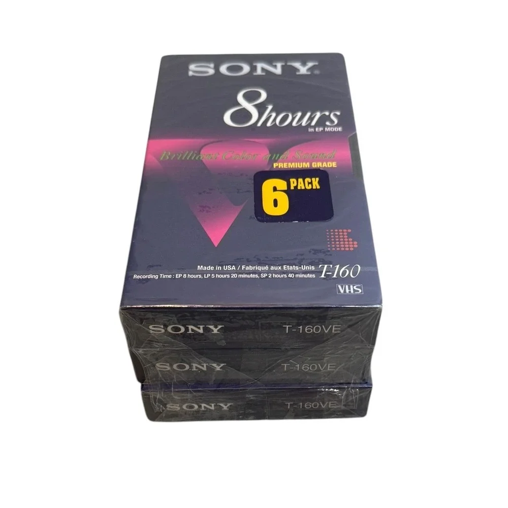 Sony T-160 Premium Grade VHS Blank Tapes 8 Hours 327m Sealed Lot of 3 T-160VE